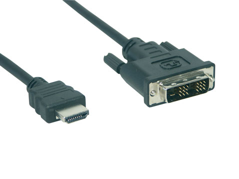 HDMI Anschlusskabel, HDMI Stecker (19-pol.) / DVI (18+1) Stecker, Länge: 3 Meter