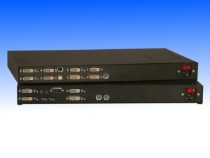 DVXi-ET-QMH DVI+USB-HID/PS2 Multimode Quad-Head Extender mit Audio/seriell - Sender und Empfänger