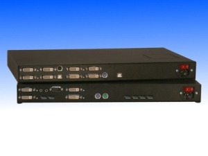 DVXi-ET-QST DVI+USB 2.0/PS2 Singlemode Quad-Head Extender mit Audio/seriell - Sender und Empfänger