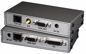 KVM-Extender via CATx / VGA + PS/2 für max.125m Entfernung / Anschlussport für lokale Konsole