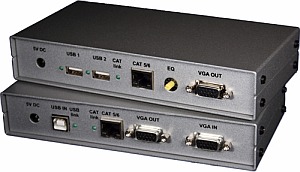  Cat5 KVM-Extender VGA + 4xUSB 1.1 (HID) für max. 100m und lokaler Konsole - mit autom. Bildausgleich 