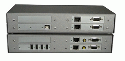  Cat5 KVM-Extender Dual Video + 4xUSB 1.1 (HID) für max. 100m mit autom. Bildausgleich
