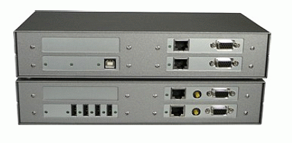 Cat5 KVM-Extender Dual Video + 4xUSB 1.1 (HID) für max. 100m mit autom. Bildausgleich